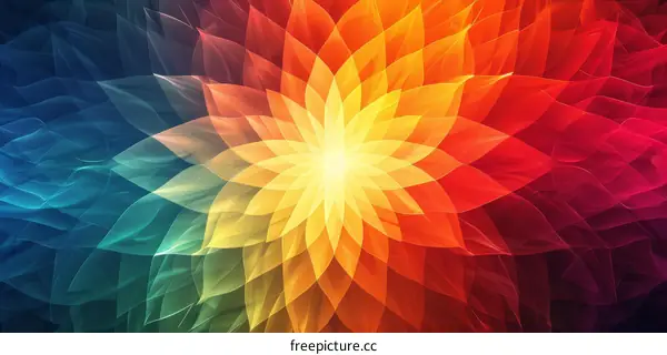 Abstract Vibrant Digital Flower Petals Art Background