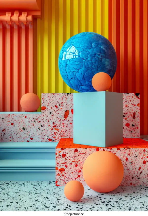 Colorful Geometric Shapes Interior Design Illustration