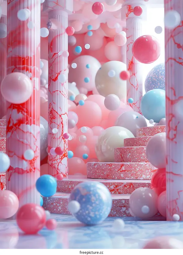 Abstract Pink and Pastel Ball Design