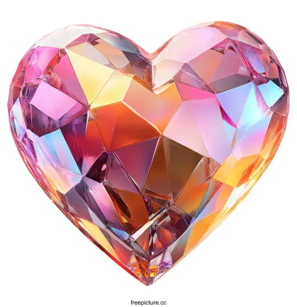 [Transparent Background PNG]Colorful Heart-Shaped Gemstone