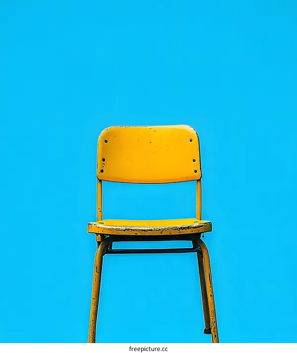 Yellow Chair on a Blue Background