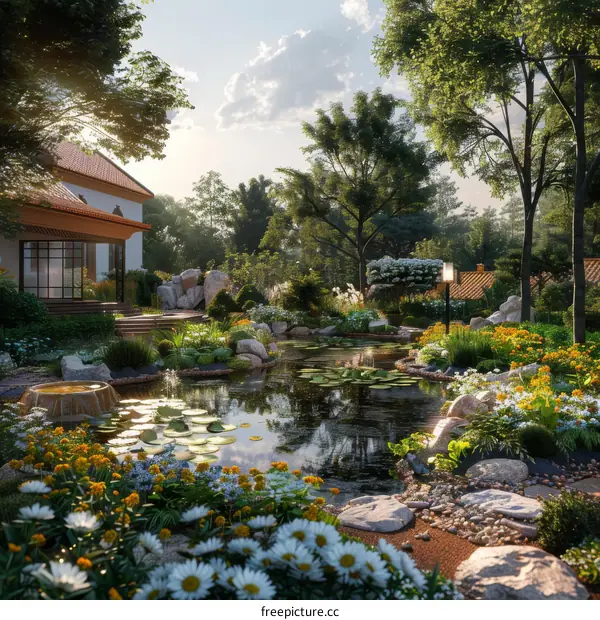 Modern Chinese Courtyard Embraced by Nature