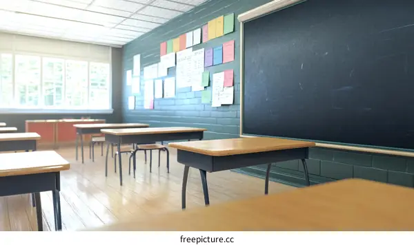 Empty Classroom with a Blackboard