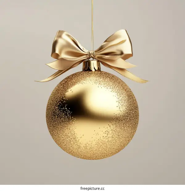 Golden Christmas Ornament with Elegant Ribbon