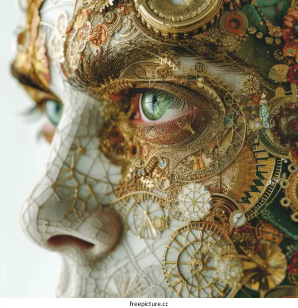 A Steampunk Illustration of a Woman's Face
