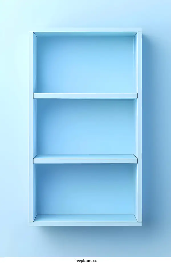 Empty Blue Shelf on a Blue Wall