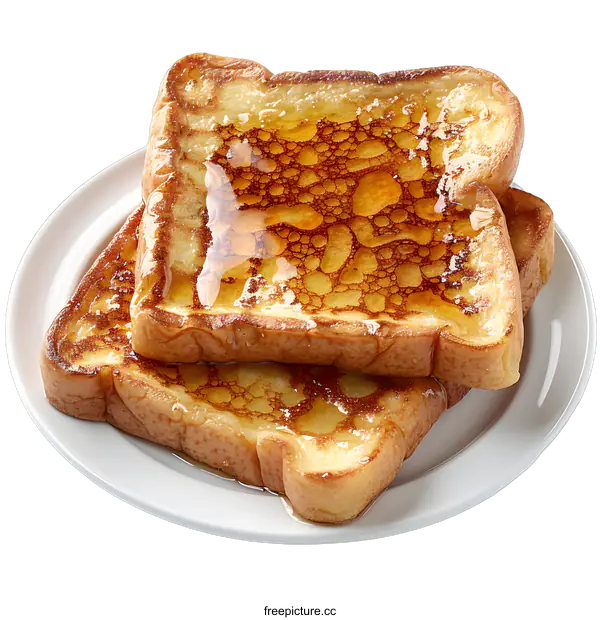 [Transparent Background PNG]Two slices of French toast with honey on a plate