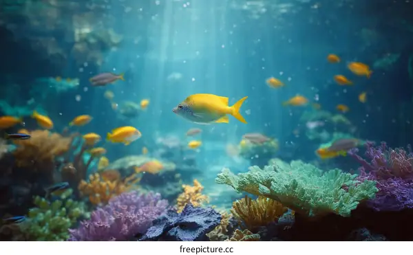 Colorful Underwater Coral Reef Aquarium