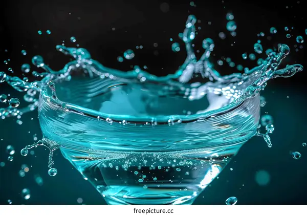 Blue liquid splashing out of a glass