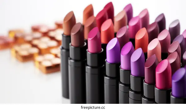 Various shades of lipsticks arranged together