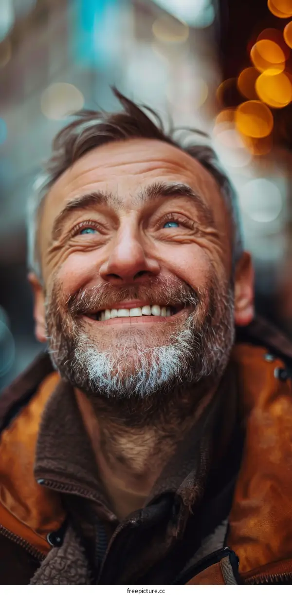Smiling Senior Man Outdoors in City