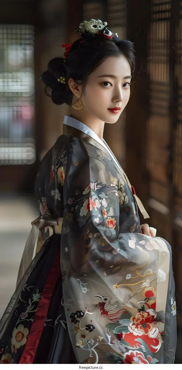 Woman in Traditional Korean Hanbok