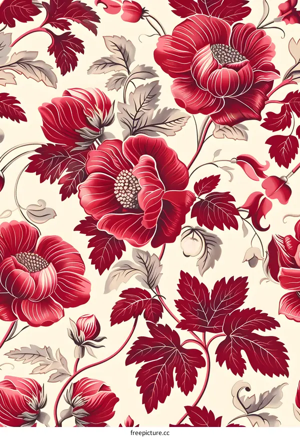 Red flowers and leaves