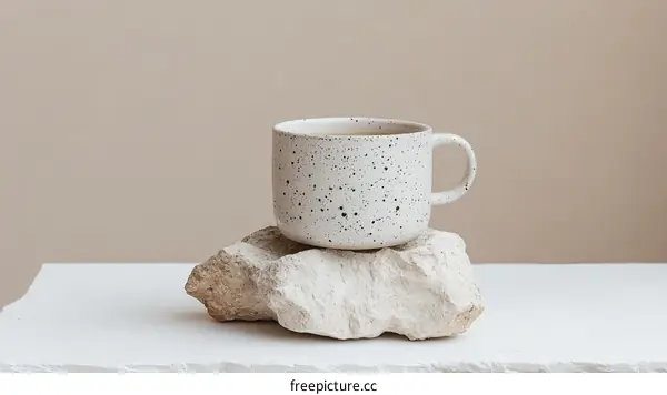 Creamy White Coffee Mug on a Stone