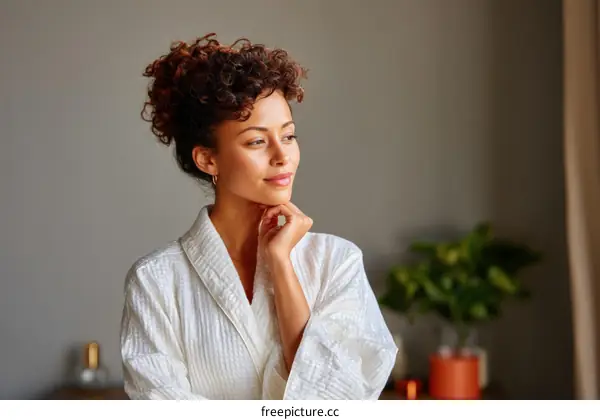 Relaxing Woman in a Spa Robe