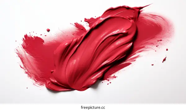 Red Lipstick Smear on White Background