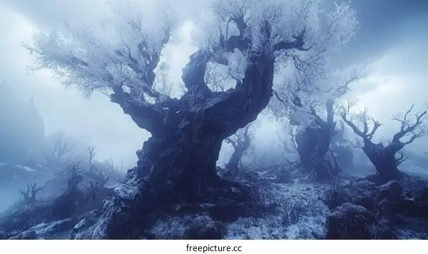 Frosted Forest in the Mist