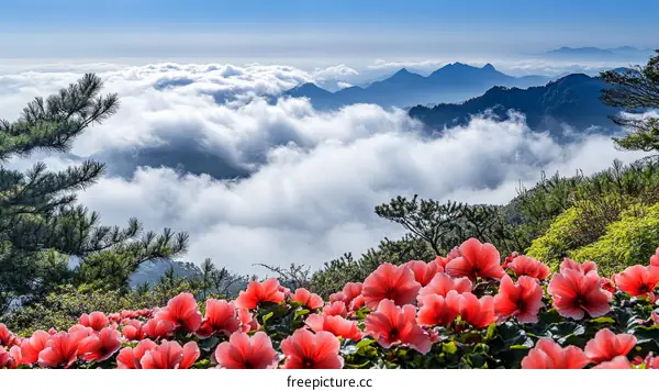 Cloudscape Mountain Flowers View