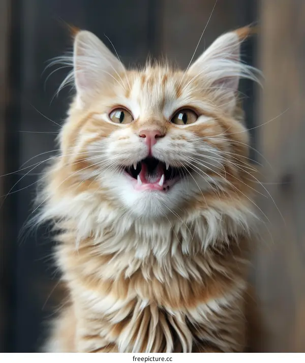 A ginger cat with wide open mouth