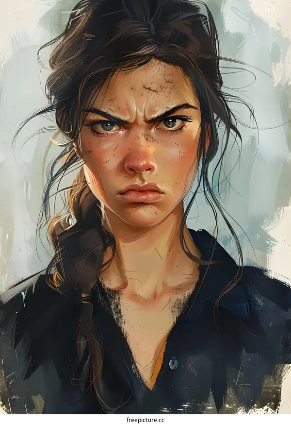 Angry Woman Portrait With Dirty Face