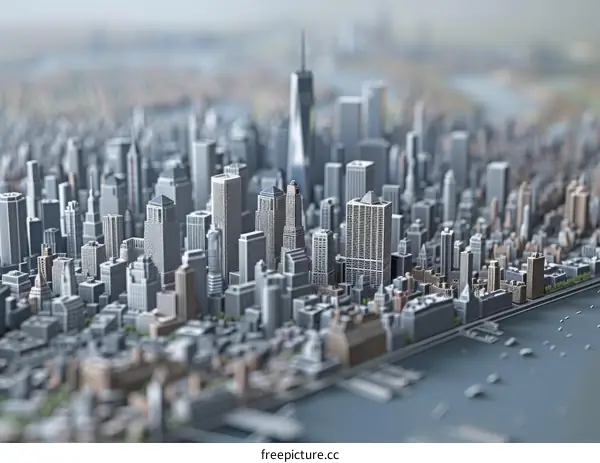 Cityscape Model Miniature Skyline Urban Architecture