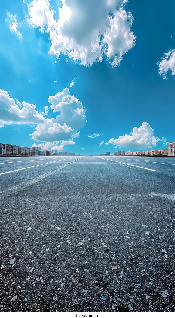 Empty City Square with Serene Blue Sky