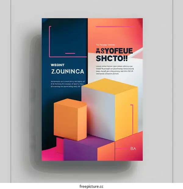 Abstract 3D Geometric Shapes Art Poster