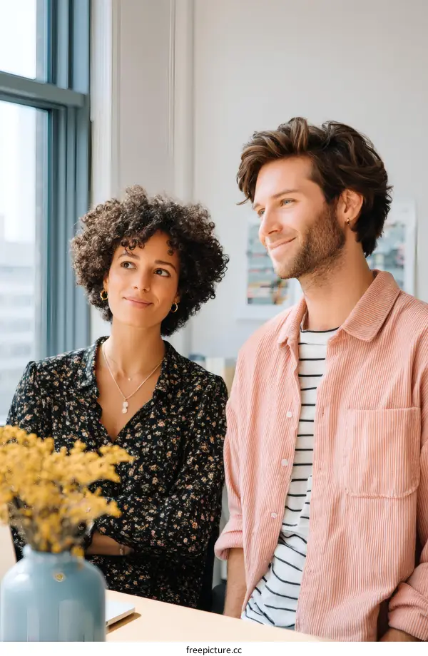 Business Colleagues Talking in Modern Office