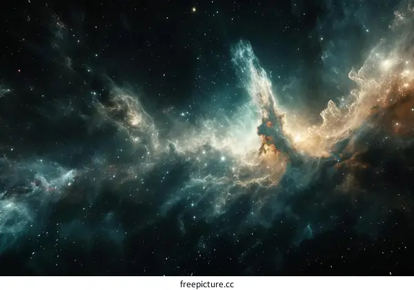 Mystical Space Nebula with Glowing Stardust and Colorful Swirls