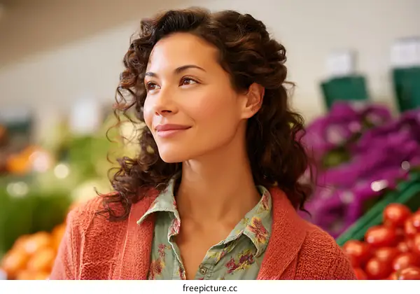 Woman Shopping in a Grocery Store