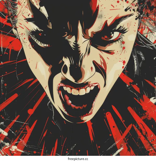 Illustration of a screaming woman