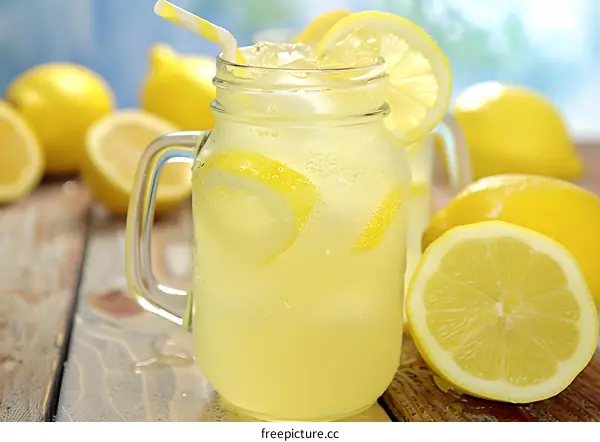 Glass Of Lemonade With Lemons
