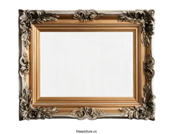 [Transparent Background PNG]Vintage Gold Picture Frame on Beige Background