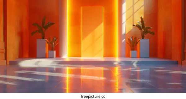 Modern Orange Interior Design Illustration