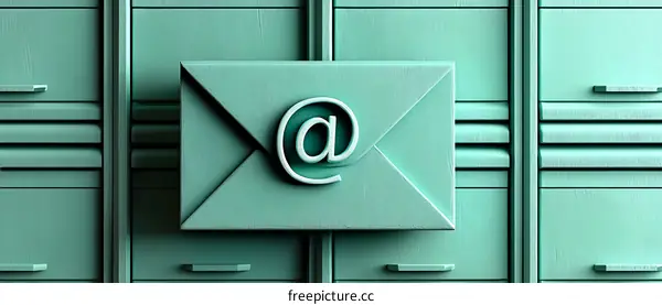 Digital Mail Envelope in Mint Green Filing Cabinet