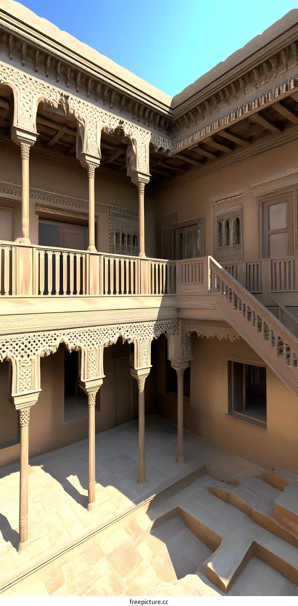 Traditional Architecture Courtyard  Wood Carving  Islamic Style