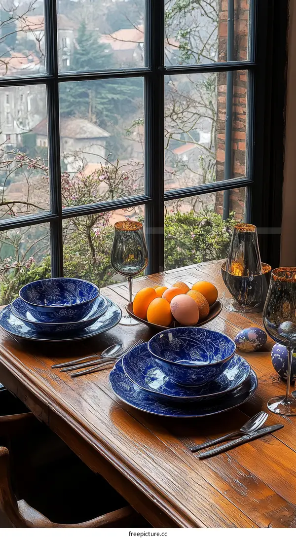 Rustic Dining Table Setting with View