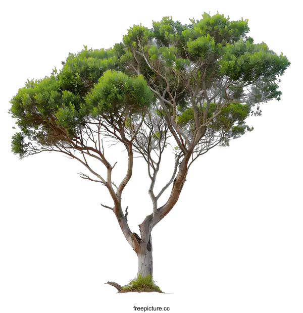 [Transparent Background PNG]Single Green Tree Isolated on White Background