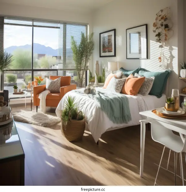 Modern Studio Apartment with Mountain Views