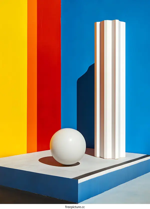 Abstract Minimalist Still Life with Colorful Background and Geometric Shapes