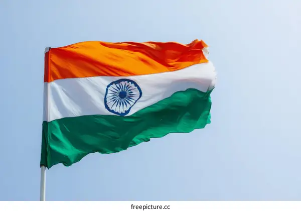 Indian Flag Waving in the Sky