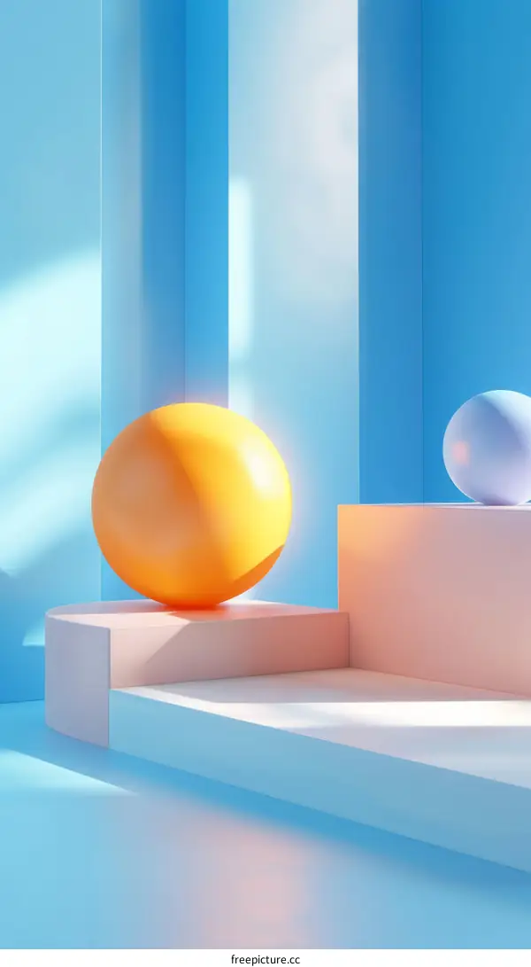 Minimalist 3D Podium with Two Spheres