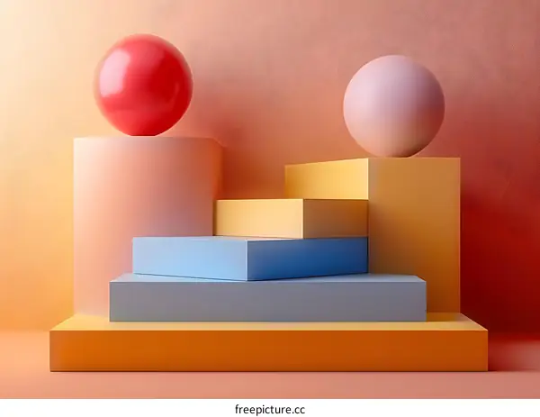 Abstract podium with geometric shapes