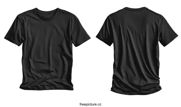 [Transparent Background PNG]Blank Black T-Shirt Mockup Front and Back