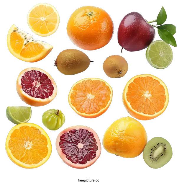[Transparent Background PNG]Fresh Fruit Collection Isolated on White Background