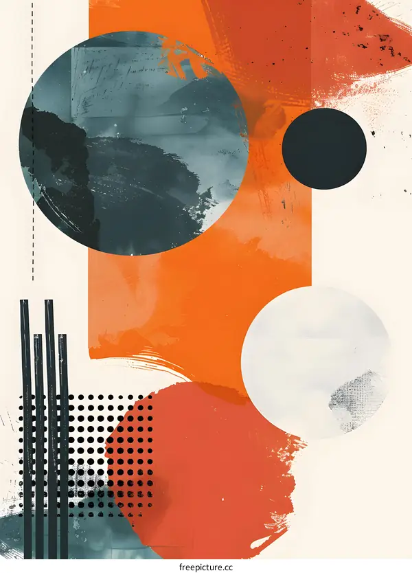 Abstract Art with Circles and Orange and White Colors