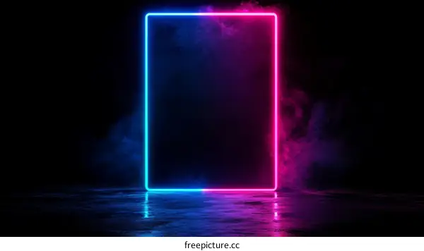 Abstract Neon Light Rectangular Frame