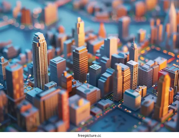 Low Poly Style Cityscape Illustration