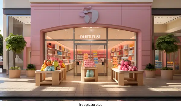 Beauty Supply Store with Pink Storefront