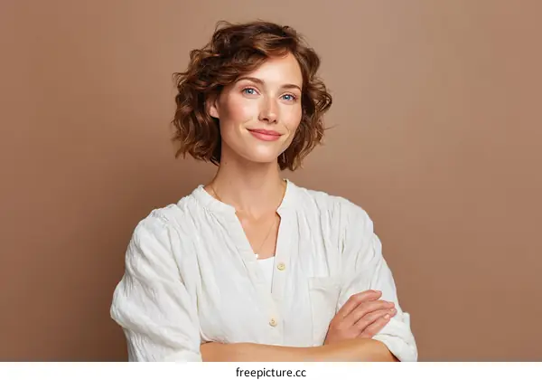 Confident Woman in White Shirt